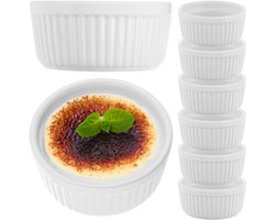 KADAX soufflévormpjes ⌀ 11 cm, 6 stuks, crème brulee schaaltjes, porseleinen soufflévormpjes, ovenvaste schaaltjes, mini dessertschaaltjes (wit)