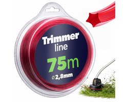 KADAX Stervormige maaidraad 2,8 mm x 75 m, trimmerdraad voor grastrimmers en motorzeisen, trimmerdraad voor bosmaaiers, tuinaccessoires (rood)