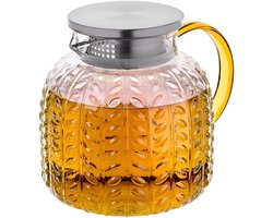 KADAX theepot van borosilicaatglas met een inhoud van 1,3 liter, hittebestendige glazen theepot met roestvrijstalen deksel en geïntegreerde zeef