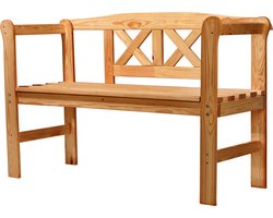 KADAX Tuinbank, 120 x 47 x 81,5 cm, bank van een vezelplaat, zitbank met opbergruimte en rugleuning, weerbestendige houten bank voor tuin, balkon, 119 cm, bruin/X