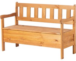 KADAX Tuinbank, 120 x 47 x 81,5 cm, weerbestendige vezelplaatbank met opbergruimte en rugleuning, bruin