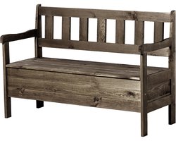 KADAX Tuinbank met opbergruimte, 120 x 47 x 81,5 cm, vezelplaat borst rugleuning, weerbestendig, voor tuin, balkon (120 cm, donkerbruin)