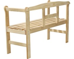KADAX Tuinbank van hout, 119 x 44 x 76 cm, zitbank van massief hout, houten bank voor tuin, terras en balkon, weerbestendige balkonbank met rugleuning (119 cm, natuurlijk/H)
