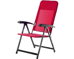 KADAX Tuinstoel, hoge rugleuning van staal, klapstoel met armleuningen, klapstoel met draagvermogen tot 110 kg, ligstoel met verstelbare rugleuning, balkonstoel voor camping (rood)