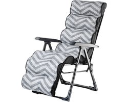 KADAX Tuinstoel, ligstoel met dik kussen, stalen frame, tuinstoel met voetensteun, inklapbare ligstoel met draagvermogen tot 110 kg, relaxstoel (zigzag)