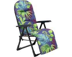 KADAX Tuinstoel met verstelbare rugleuning, relaxstoel van gepoedercoate stalen constructie, i klapstoel met draagvermogen tot 110 kg, ligstoel met kussen (M ovaal, violet/groen)