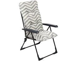 KADAX Tuinstoel met verstelbare rugleuning, relaxstoel van gepoedercoate stalen constructie, i klapstoel met draagvermogen tot 110 kg, ligstoel met kussen (S rechthoekig, grijs zigzag)