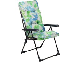 KADAX Tuinstoel met verstelbare rugleuning, relaxstoel van gepoedercoate stalen constructie, klapstoel met draagvermogen tot 110 kg, ligstoel met kussen (S rechthoekig, groen/blauw)