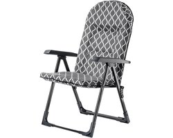 KADAX Tuinstoel met verstelbare rugleuning, relaxstoel van gepoedercoate stalen constructie, klapstoel met draagvermogen tot 110 kg, ligstoel met kussen (grijze wol, S ovaal)