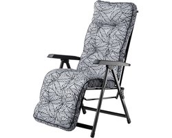 KADAX Tuinstoel met voetensteun, ligstoel met kussen, inklapbare zonnestoel, tuinligstoel met verstelbare rugleuning, tuinstoel, relaxstoel (grijs)