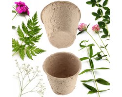 KADAX Turfpotten, kweekpotten, afbreekbare kweekpotten, zaailingen, kweekplaten, biologische pot, kweekpotten, papieren potten, groeipotten, vezelpotten (60 stuks, rond)