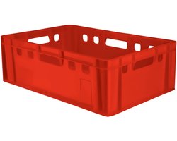 KADAX Vleesdoos van kunststof HDPE, slagerskist, 60 x 40 cm, E2 vleeskist met comfortabele handgrepen, kisten, eurobox, opslagkist, vleeskist, transportbox (40 liter, rood)