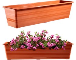 KADAX Wamat, 60 cm, terracotta, balkonpot van kunststof, weerbestendige plantenbak, bloempot, balustrade voor bloemen en kruiden