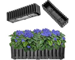 KADAX Wamat, balkonpot in 2 maten, bloempot in latten-look, plantenbak in landelijke stijl, plantenbak met rubberen kurk, lichte bloempot (60 cm, antraciet)