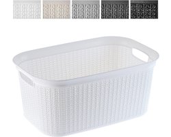 KADAX - Wasmand, multifunctionele mand, 27 l - wasmand van kunststof, opbergmand, wasmand voor badkamer, vuile kleding, accessoires, speelgoed, wasbox - Wit