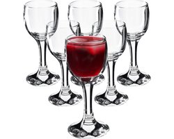 KADAX Wijnglazen, vaatwasmachinebestendige wijnkelk, hoogwaardige en elegante glazenset voor rode en witte wijn, kelkglazen voor het serveren van wijn en champagne (6 x 55 ml, voor likeur)
