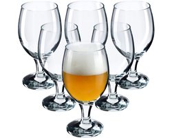 KADAX Wijnglazen, vaatwasmachinebestendige wijnkelken, hoogwaardige en elegante glazenset voor rode en witte wijn, kelkglazen voor het serveren van wijn en champagne (6 x 400 ml, voor bier)