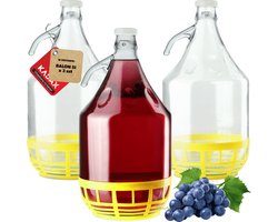 KADAX wijnkaraf, glazen karaf voor wijn, wijnvat van glas, gistingskaraf, vat voor wijn van glas, swing top fles met mand, gistingsvat voor wijn, glazen gistingskaraf set