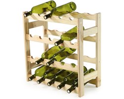 KADAX Wijnrek van hout, 54 x 53 x 25 cm, flessenrek, 20 flessen, wijnstandaard van grenenhout, wijnkast voor wijnflessen, wijnverzameling, opslag van wijn, flessenhouder