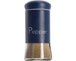 KADAX Zout- en peperstrooier, 1-delige set, 90 ml, strooier van glas en roestvrij staal, zoutvaatje met deksel, placemat, kruidenpotjes (donkerblauw, peper)