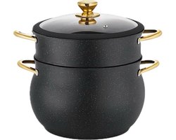 Kadirelli Couscous Pan met Deksel - Ø22cm - Zwart/Goud - Stoompan