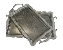 Kadirelli Dienblad - Zilver - Set van 2 - Serveerschaal - Tepsi