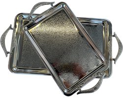 Kadirelli Dienblad - Zilver - Set van 2 - Serveerschaal - Tepsi