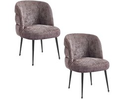Kadirelli - Eetkamerstoel - Set Van 2 - Taupe - Microfiber Stof - Microvezel - Modern - Hotel Chique