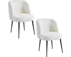 Kadirelli - Eetkamerstoel - Set Van 2 - Wit - Microfiber Stof - Microvezel - Modern - Hotel Chique