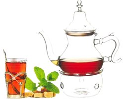 Kadirelli Glazen Theepot met Filter en Theelicht Warmhouder Set - Borosilicaat Glas - RVS Zeef - 1.5L