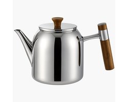Kadirelli Theepot met Houten Handvat - 0.90L - RVS - Zilver - Inductie