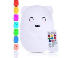 Kadoing® Beer Nachtlamp (Groot) - met Tikfunctie en Afstandsbediening - Oplaadbaar - LED Lamp - Nachtlampje Baby - Speelgoed Cadeau Kinderen - Kinderspeelgoed - Tafellamp Babykamer - Bedlamp Kinderkamer - Premium Kinderlamp