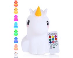 Kadoing® Eenhoorn Nachtlamp (Groot) - met Tikfunctie en Afstandsbediening - Oplaadbaar - LED Lamp - Nachtlampje Baby - Speelgoed - Het Grote Speelgoedboek 2025 - Schoencadeautje Sinterklaas - Babykamer - Bedlamp Kinderkamer - Premium Kinderlamp