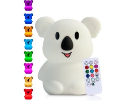 Kadoing® Koala Nachtlamp (Groot) - met Tikfunctie en Afstandsbediening - Oplaadbaar - LED Lamp - Nachtlampje Baby - Sinterklaas Speelgoed Cadeau voor Kinderen - Het Grote Speelgoedboek 2025 - Babykamer - Bedlamp Kinderkamer - Premium Kinderlamp