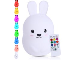 Kadoing® Konijn Nachtlamp (Groot) - met Tikfunctie & Afstandsbediening - Oplaadbaar - LED Lamp - Nachtlampje Baby - Speelgoed Cadeau Kinderen - Kinderspeelgoed - Tafellamp Babykamer - Bedlamp Kinderkamer - Nijntje Kinderlamp