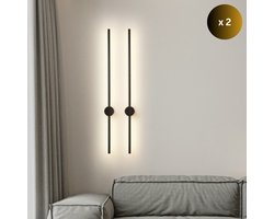 Kaëru® LED Wandlamp - Set van 2 - Minimalistisch Postmodern Design - Warm Licht - 60 cm Lang - 360° Draaibaar - Zwart - Perfect voor Woonkamer, Slaapkamer, Badkamer en Meer