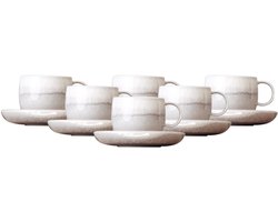 Kaffeetassen mit Untertassen Perlemor Sand 190 ml Set van 6