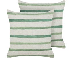 KAFRA - Sierkussen set van 2 - Groen - 45 x 45 cm - Polyester