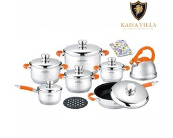 KAISA VILLA Pannenset 16-delig - Antiaanbakpan - Pannen - Kookpan - Steelpan - Fluitketel - Hapjespan - RVS - Vaatwasser Bestendig - Inclusief deksels