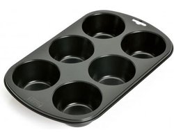 Kaiser Muffinbakvorm - Voor 6 Grote Muffins - Non-Stick - Zwart - Voor Gemakkelijk Bakken
