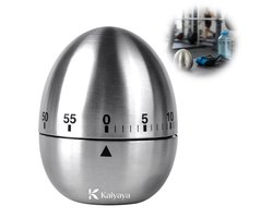 Kaiyaya - kookwekker - eierwekker - mechanisch - voor koken, bakken en eieren - RVS, zilver