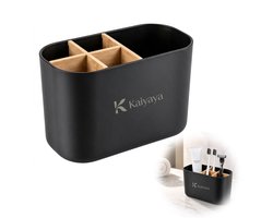 Kaiyaya - tandenborstelhouder - badkamer organizer - met meerdere vakken - voor badkamer, wastafel en elektrische tandenborstel - zwart