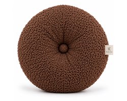 Kaiyaya - teddy sierkussen - bruin en huidvriendelijk - zacht en vormbehoudend - Ø46 cm - voor bank, bed en stoel