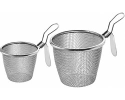Kaiyaya - Zeef Set van 2 - Roestvrij Staal - Fijnmazig - Afgieten & Zeven - Voor pasta, groenten, hotpot - 11 cm & 9 cm