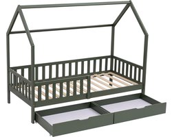 Kajuitbed 190x90cm groen met laden MARCEAU