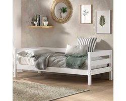 Kajuitbed Maggie - 90 x 200 - massief dennenhout - wit - Vipack - Kajuitbed - Wit - Hout Eenpersoons Kajuitbed