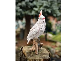 Kaketoe roze accent op stam 26 cm hoog - levensecht - polyester - polystone - beeld - tuinbeeld - hoogkwalitatieve kunststof - decoratiefiguur - interieur - accessoire - voor binnen - voor buiten - cadeau - geschenk - vogelliefhebber
