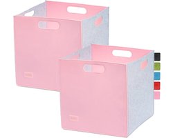 Kallax box, opbergdoos 33 x 33 x 33, grijs/roze vilten doos, set van 2 vilten manden, rekmand, 100% gerecyclede opbergdoos