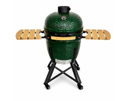 Kamado 21 Inch Large BBQ – Keramische Barbecue Groen – Multi Level Cooking System – Incl. Hoes, Extra Rooster & Wokring – 46 cm Grill – Compleet Pakket