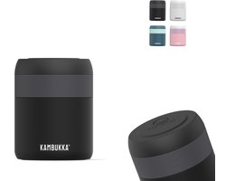 Kambukka Bora - Lunchbox - 600 ml - Voedselcontainer houdt 9 uur warm & 100 % Lekvrij - Yoghurt beker on the go - Matte Black